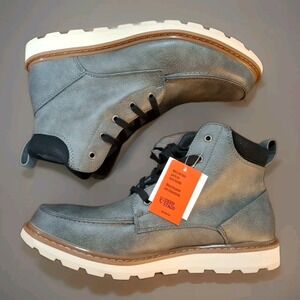 Deer Stags Julian Mens Waterproof Boots Grey Size 10.5 Medium Lace Up Moc Toe